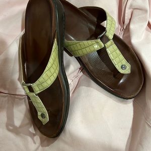 Donald Pliner faux crocodile thong sandals